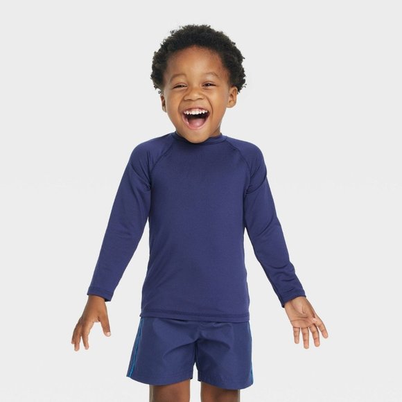 Toddler Rash Guard Top - Cat & Jack Navy Blue 3T - Picture 1 of 10